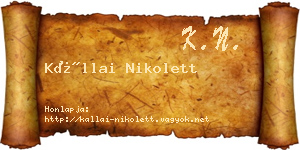 Kállai Nikolett névjegykártya