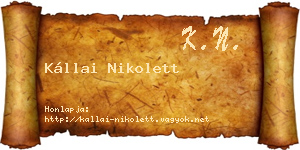 Kállai Nikolett névjegykártya